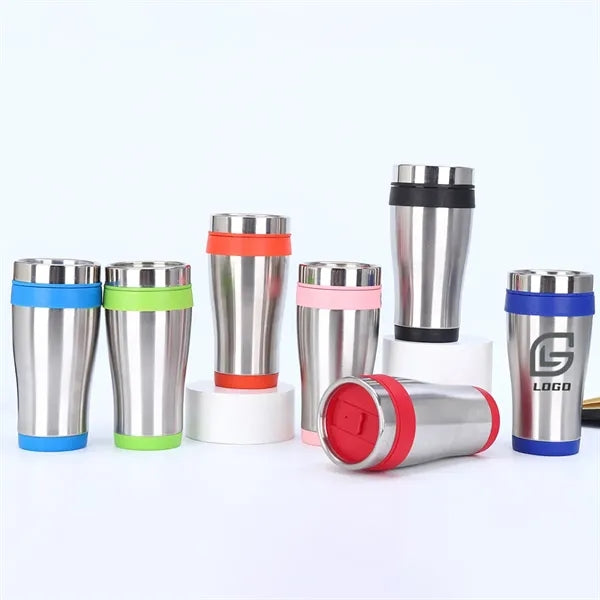 Cupholder Friendly Steel Tumbler with Color Trim - 15 oz