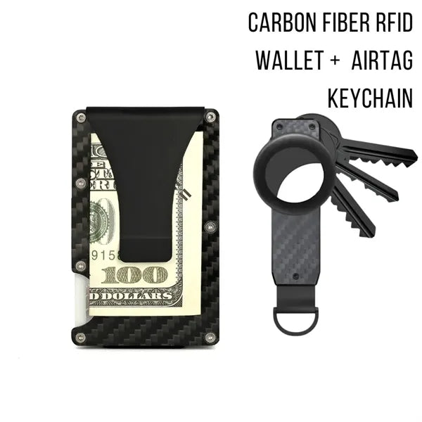 Carbon Fiber RFID Wallet + Key Organizer Gift Set