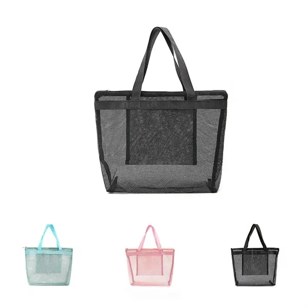 Mesh Beach Bag with Zipper & Pocket