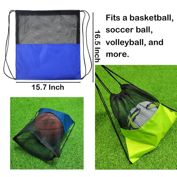 Mesh and 210D Oxford Drawstring Sports Backpack for Balls