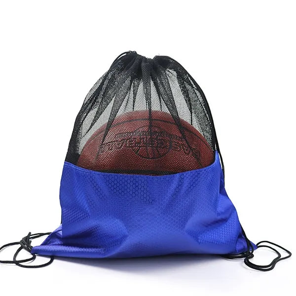 Mesh and 210D Oxford Drawstring Sports Backpack for Balls