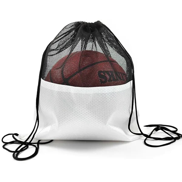 Mesh and 210D Oxford Drawstring Sports Backpack for Balls
