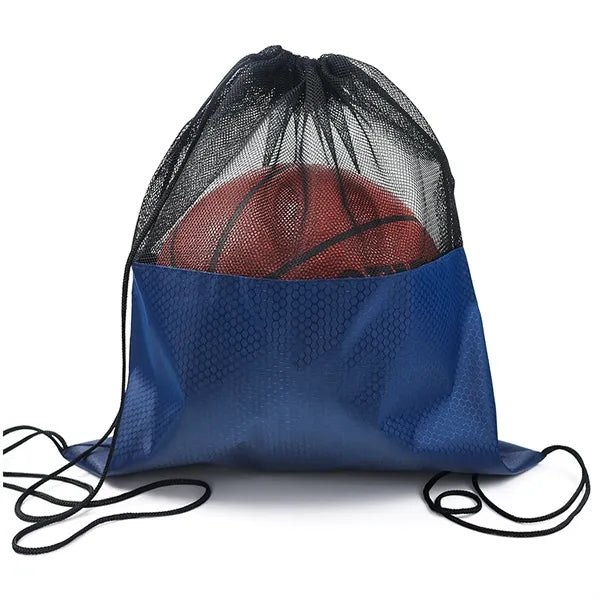 Mesh and 210D Oxford Drawstring Sports Backpack for Balls