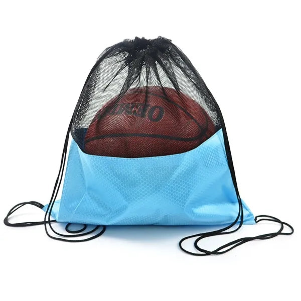 Mesh and 210D Oxford Drawstring Sports Backpack for Balls