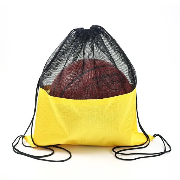 Mesh and 210D Oxford Drawstring Sports Backpack for Balls