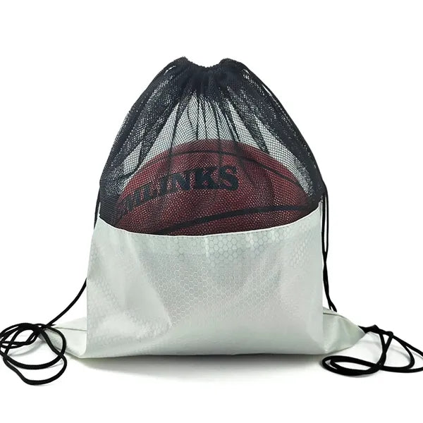 Mesh and 210D Oxford Drawstring Sports Backpack for Balls