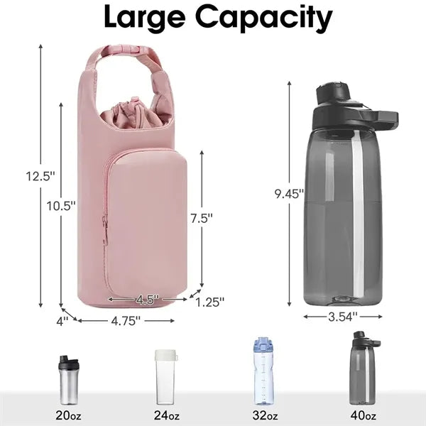 Multi Pocket Water Bottle Shoulder Bag Durable Hands Free