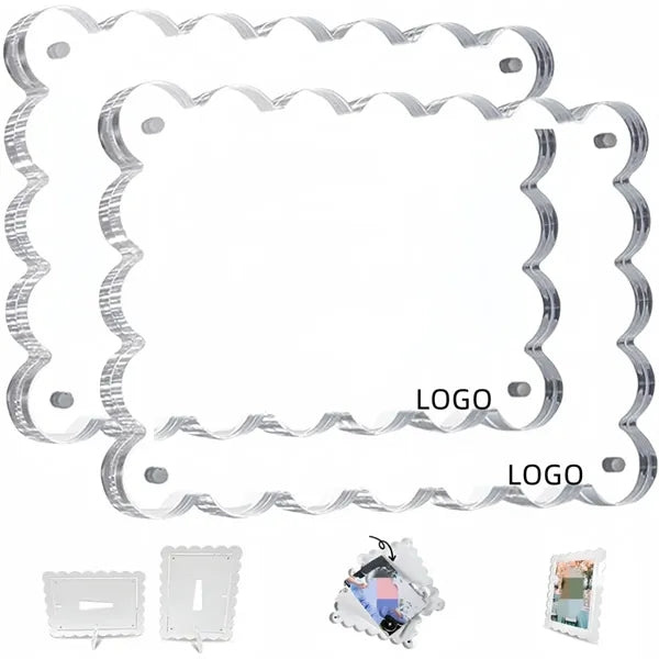 4" X 6" Transparent Scalloped Acrylic Magnet Photo Frame