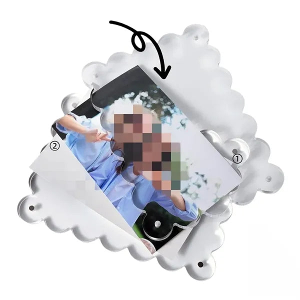 4" X 6" Transparent Scalloped Acrylic Magnet Photo Frame