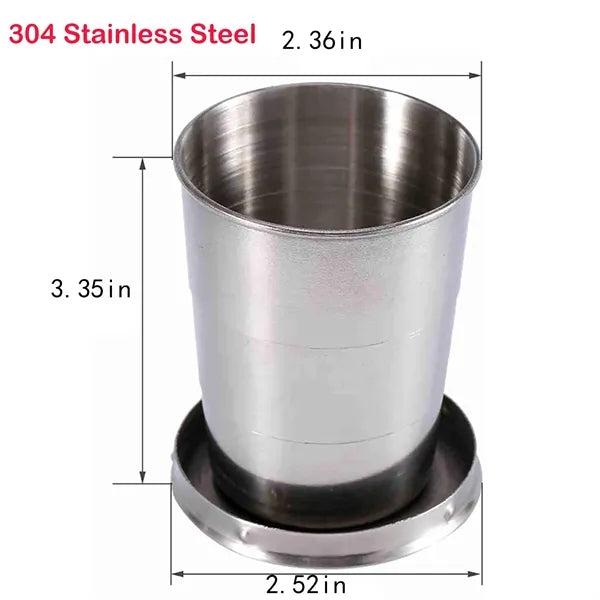Stainless Steel Cup Camping Keychain Retractable Folding