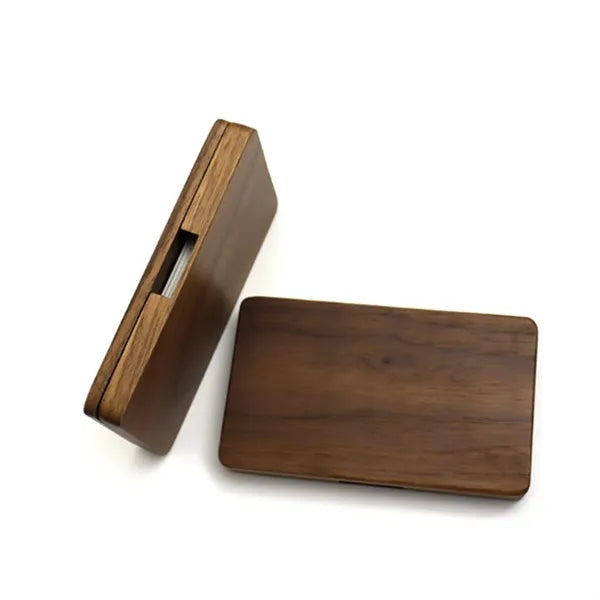Magnetic Solid Wood Business Card Holder Box Case