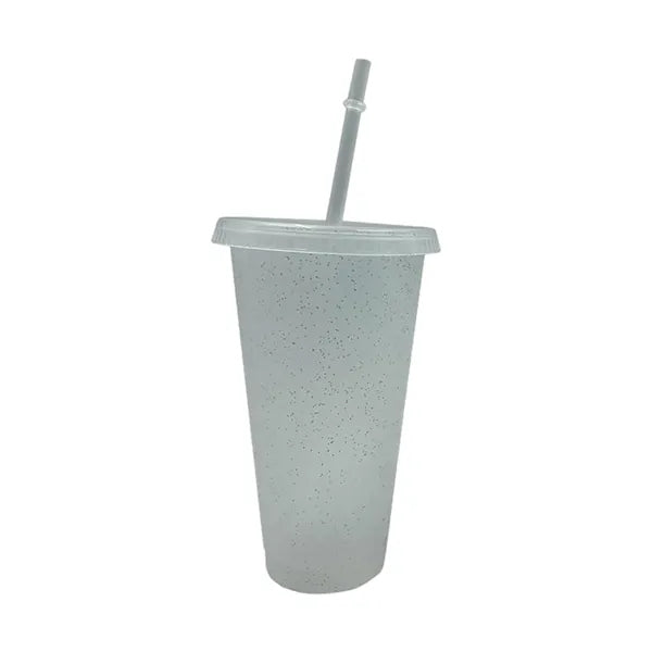 24 Oz Sparkle Plastic Straw Cup