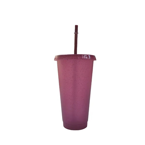 24 Oz Sparkle Plastic Straw Cup