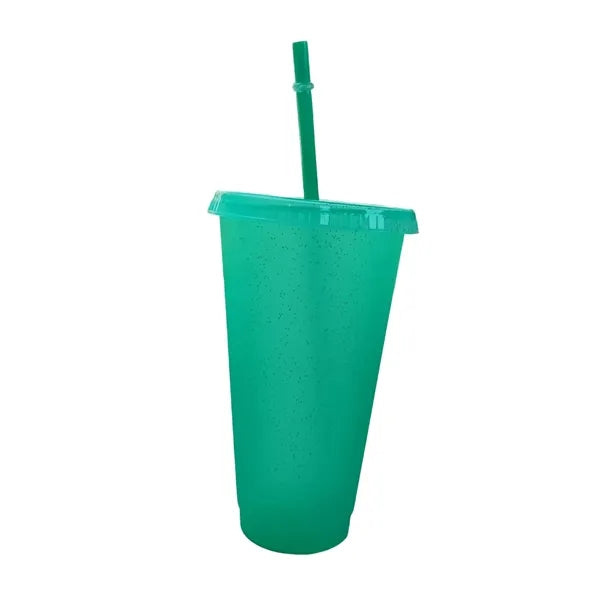 24 Oz Sparkle Plastic Straw Cup