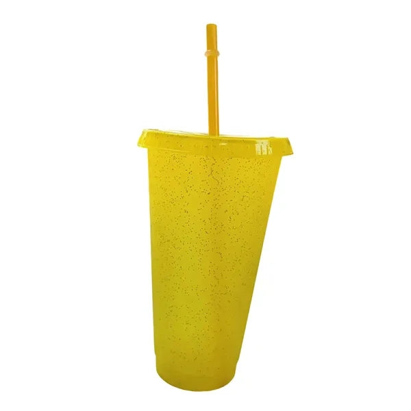 24 Oz Sparkle Plastic Straw Cup
