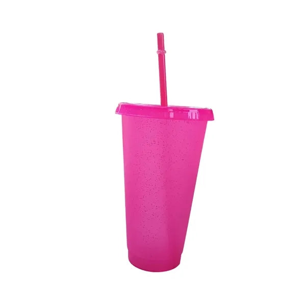 24 Oz Sparkle Plastic Straw Cup