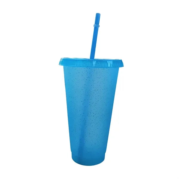 24 Oz Sparkle Plastic Straw Cup