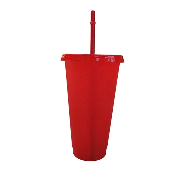 24 Oz Sparkle Plastic Straw Cup