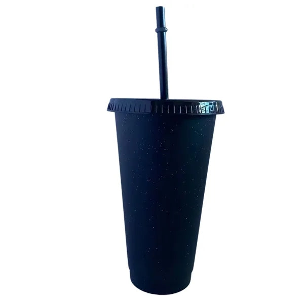 24 Oz Sparkle Plastic Straw Cup