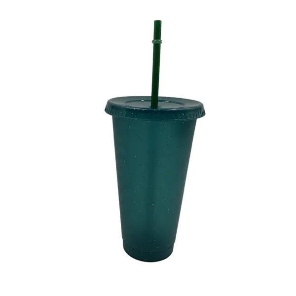 24 Oz Sparkle Plastic Straw Cup