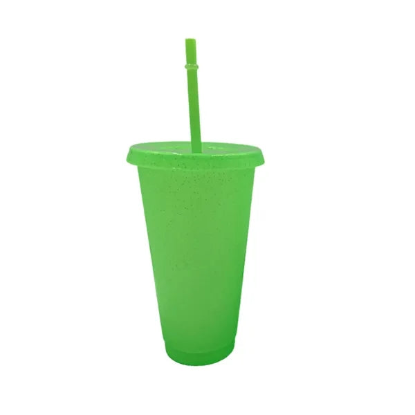 24 Oz Sparkle Plastic Straw Cup