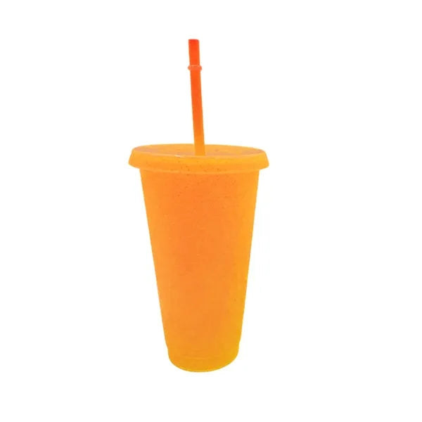 24 Oz Sparkle Plastic Straw Cup