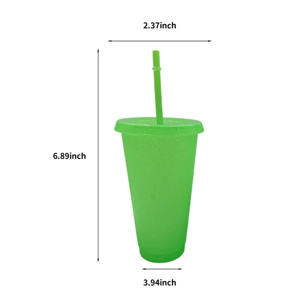 24 Oz Sparkle Plastic Straw Cup
