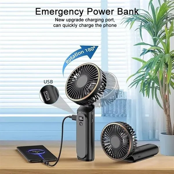 6 Speed Portable Handheld Fan with Power Bank