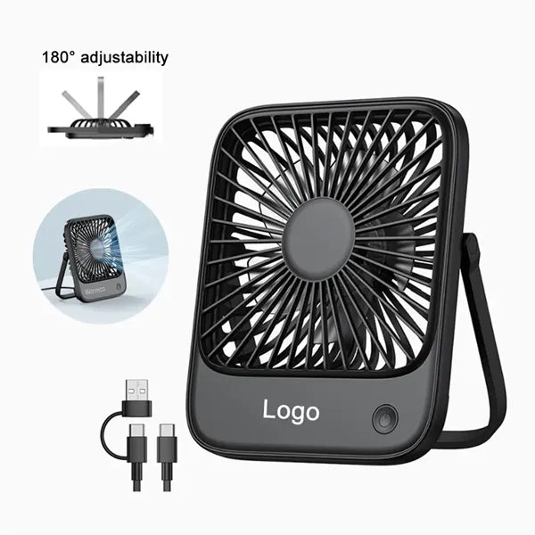 USB Ultra Quiet Small Desk Fan, 180 Tilt Folding, 3 Speeds