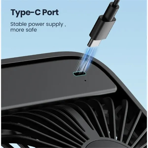USB Ultra Quiet Small Desk Fan, 180 Tilt Folding, 3 Speeds