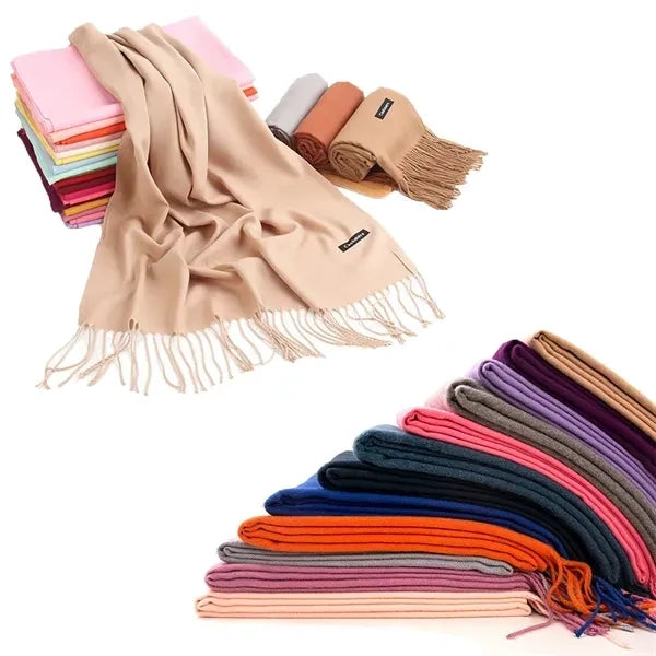 Cashmere Pashmina Woven Scarf W/Fringes (27.1/2" x 78")