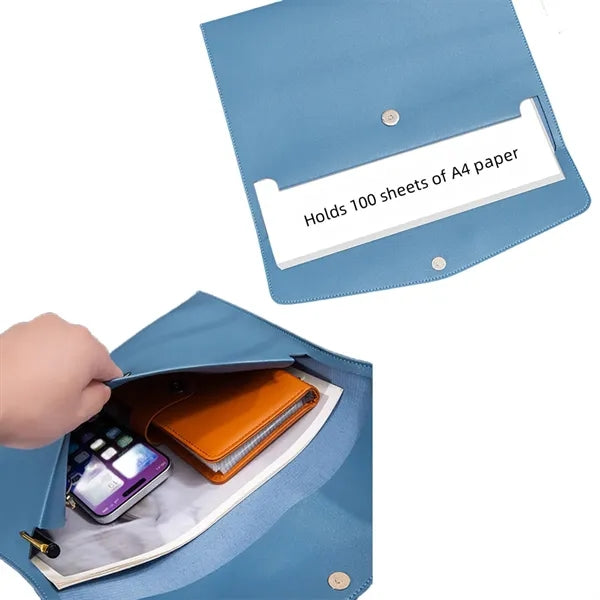PU Leather Thickened Briefcase Waterproof Document Bag