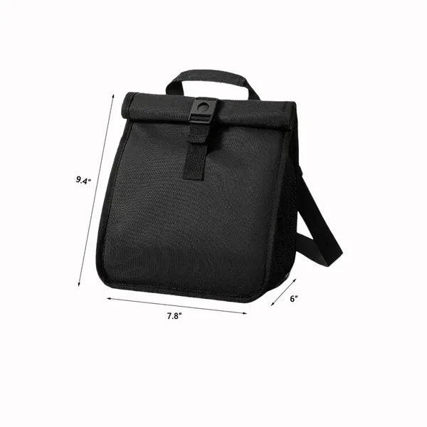 5L Oxford Flip-Top Handheld Lunch Bag w/ Crossbody Strap