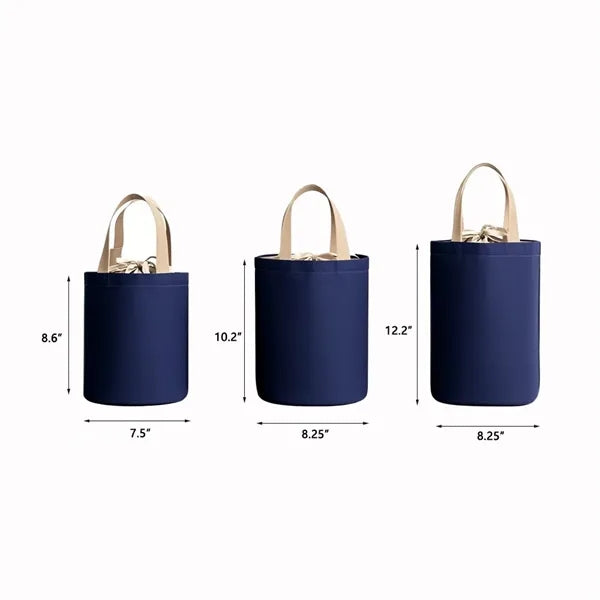 10L Canvas Collapsible Bucket Lunch Bag w/ Drawstring