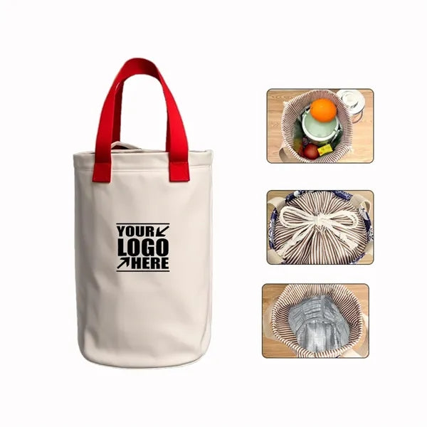 10L Canvas Collapsible Bucket Lunch Bag w/ Drawstring
