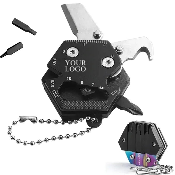 Foldable 14 In 1 EDC Coin Pocket Multitool Keychain