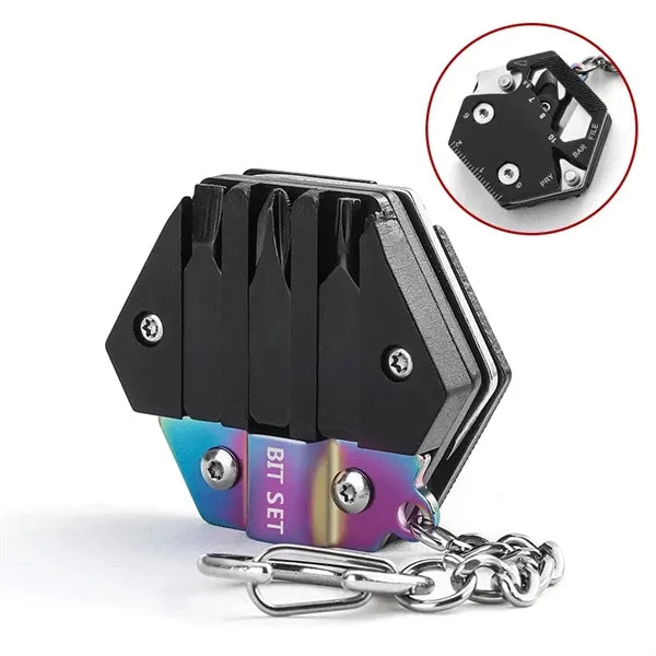 Foldable 14 In 1 EDC Coin Pocket Multitool Keychain