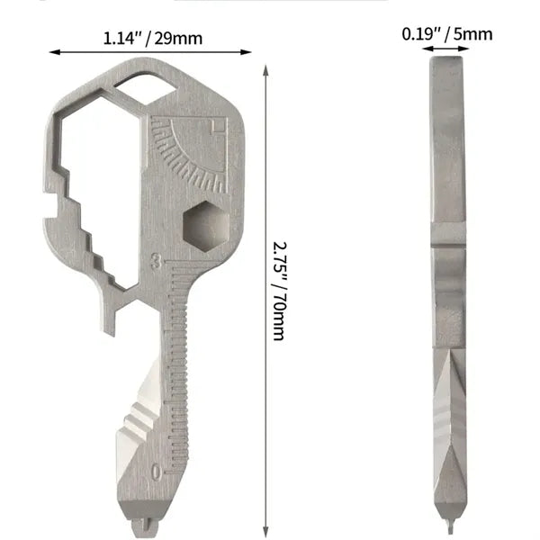 24 In 1 Stainless Steel Key Shaped EDC Multitool Keychain