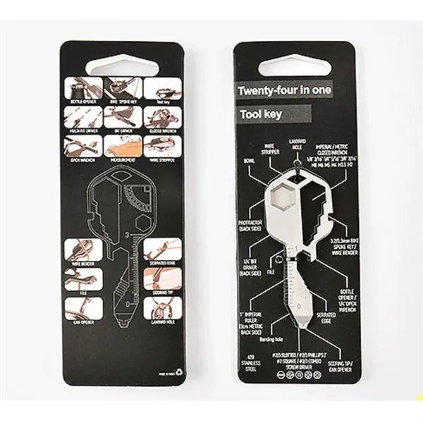 24 In 1 Stainless Steel Key Shaped EDC Multitool Keychain
