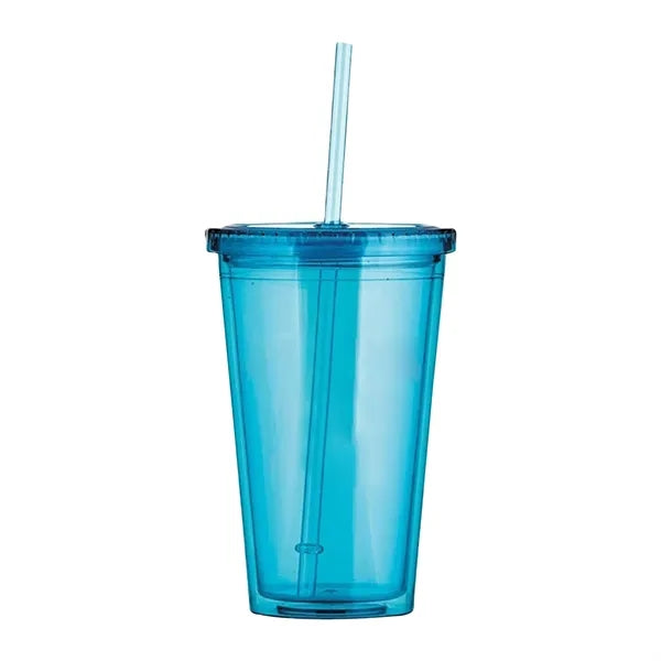 16 Oz. Double Wall Tumblers W/Straw