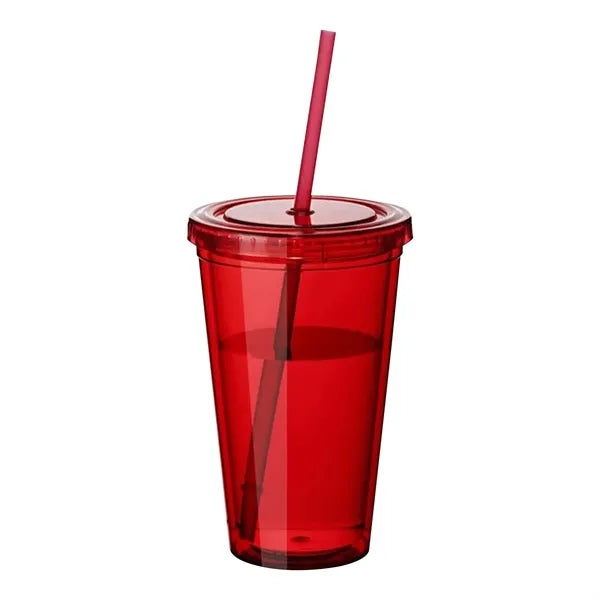 16 Oz. Double Wall Tumblers W/Straw