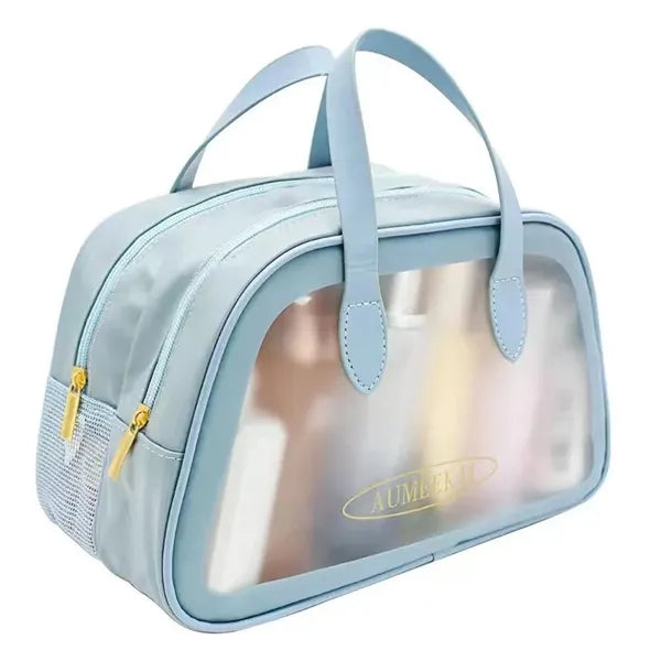 Dry Wet Toiletry Bag Clear Travel Makeup Pouch with Handle