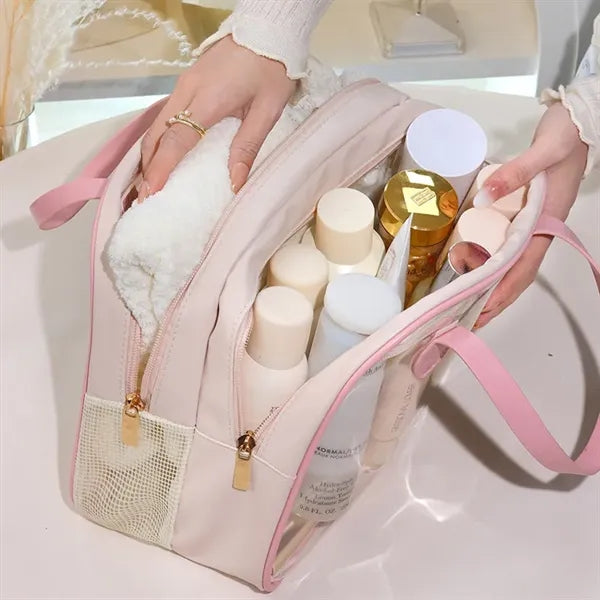 Dry Wet Toiletry Bag Clear Travel Makeup Pouch with Handle