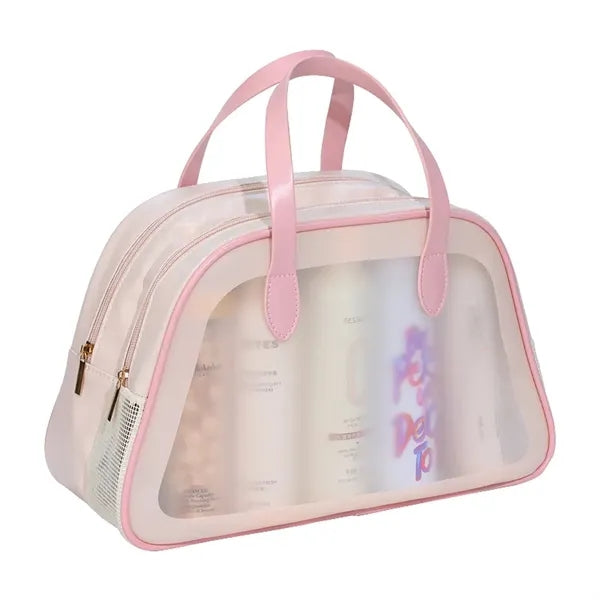 Dry Wet Toiletry Bag Clear Travel Makeup Pouch with Handle