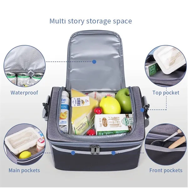 Waterproof Insulated Cooler Lunch Bag With Shoulder Strap