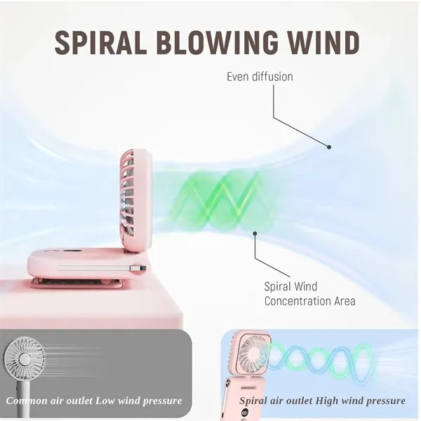 Clip On Rechargeable Hand Fan with LED Display