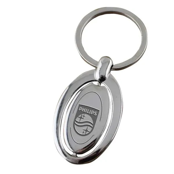 Spinning Oval Metal Keychain