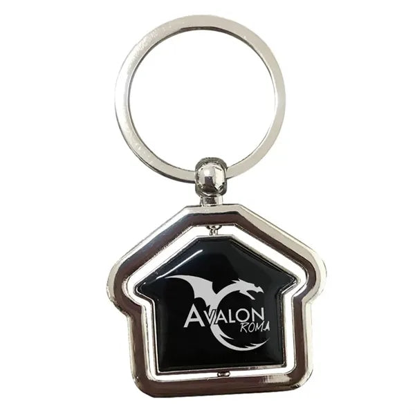 Spinning House Metal Keychain