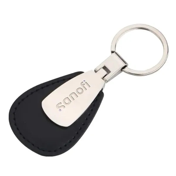 Teardrop Leather & Metal Keychain