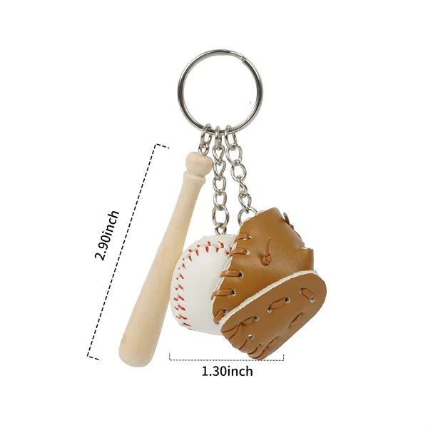 3-In-1 Baseball Keychain with Gloves, Bat, and Ball